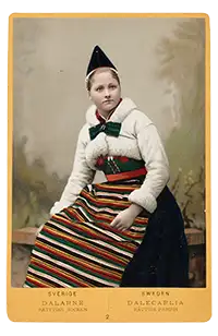 Colorized photography of a woman in traditional clothing