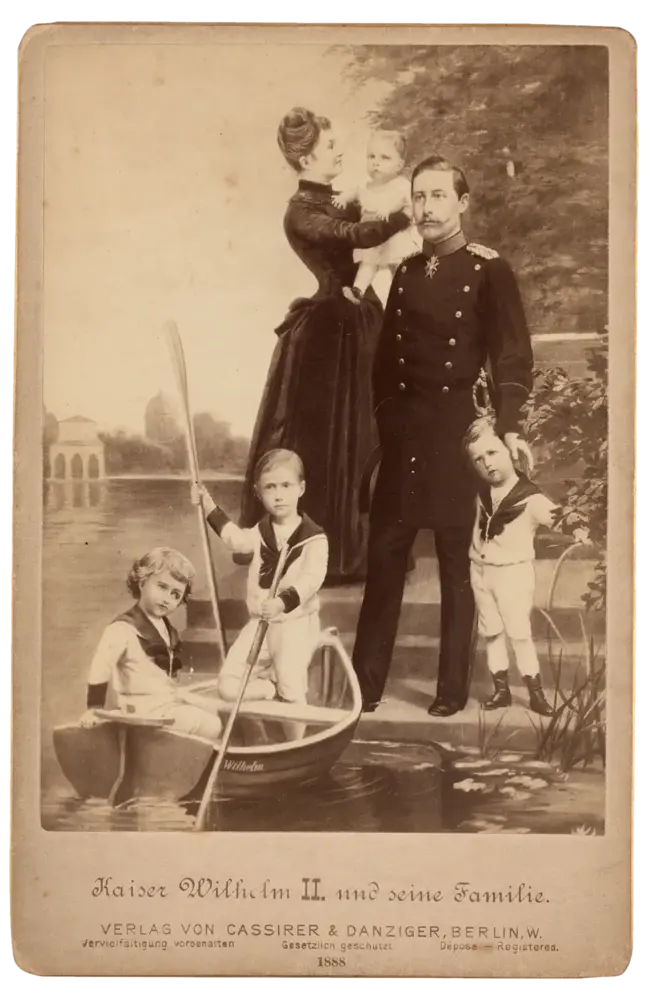 Kaiser Wilhelm und seine Familie, Reproduktion nach Druckgrafik, Verlag von Cassirer & Danziger, Berlin, W., 1888